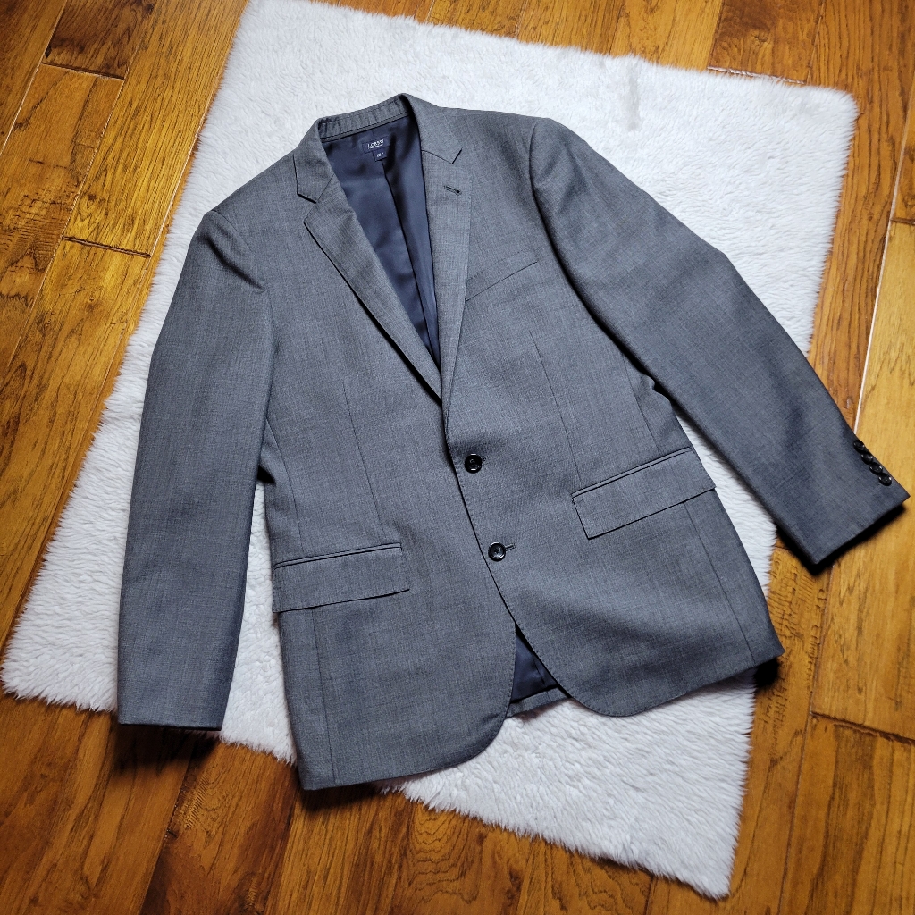 J.Crew Ludlow Jacket Italian Wool Blazer Men's 40r Gray Two Button Tollegno 1900